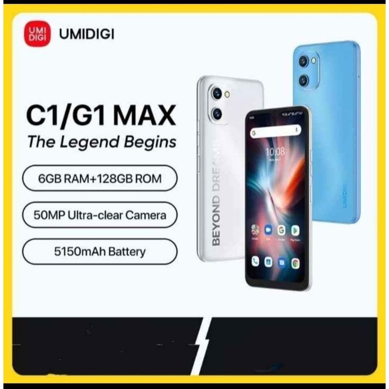 Celular UMIDIGI C1 MAX 6GB Ram 128GB Cam 50 MP Tela 6.5 Bateria 5150mah