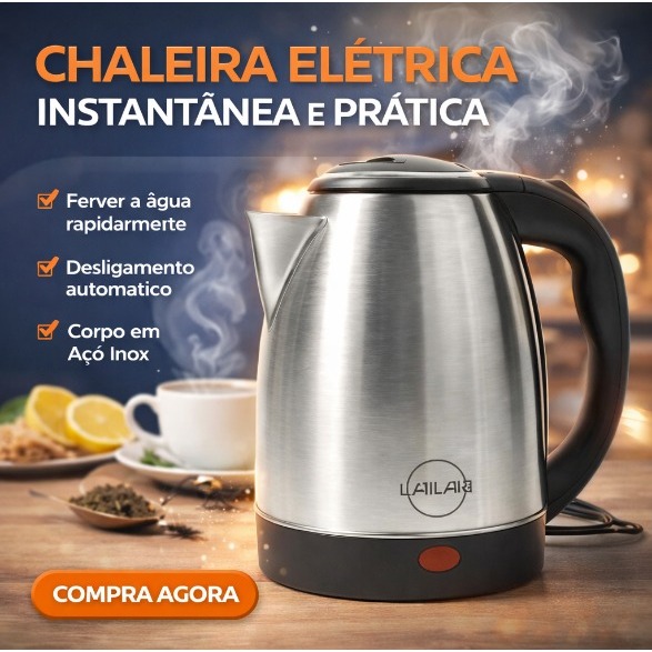 Chaleira Elétrica 220V/120V | Aquecimento Rápido, Desligamento Automático e Praticidade no Dia a Dia