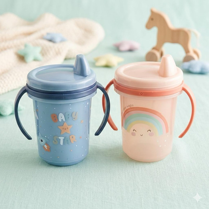 Copo Caneca Trio de Treinamento Infantil 330ml Com Tampa e Alça Removível Plasútil