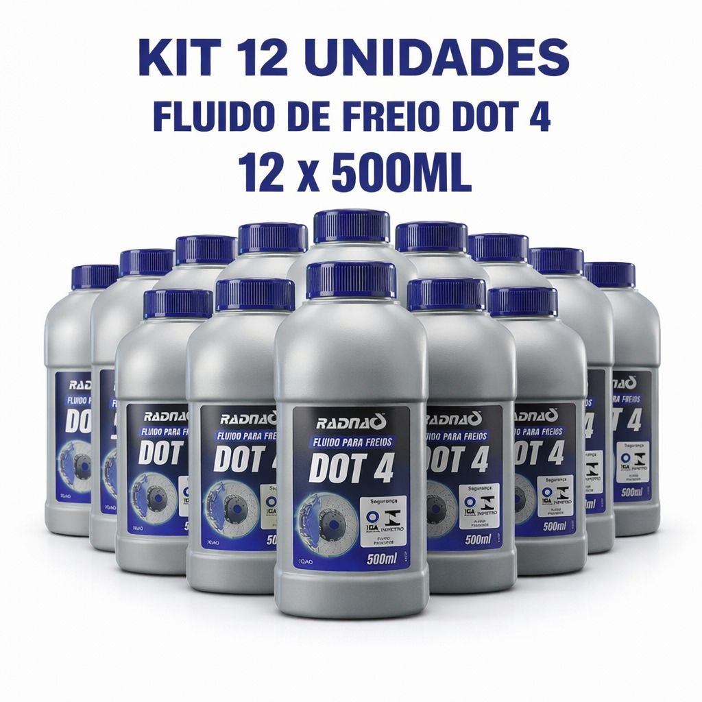 Kit 12 Uni Dot 4 Fluido De Freio 500 Ml Para Freio Abs A Disco E Tambor Radnaq Automotivo
