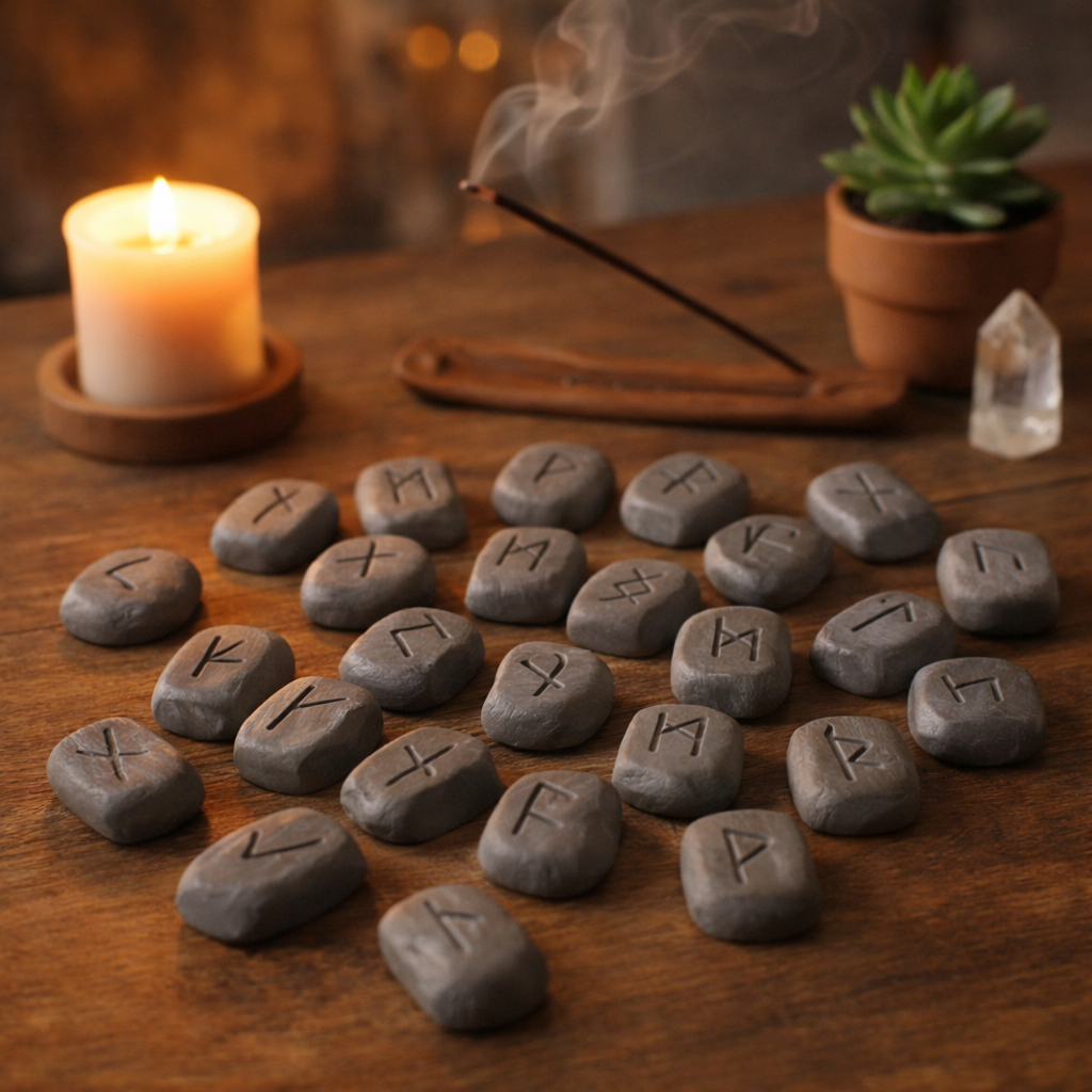 Runas Nórdicas em Pedra Resina Kit Adivinhação Oráculo Viking Espiritual Decoração Zen