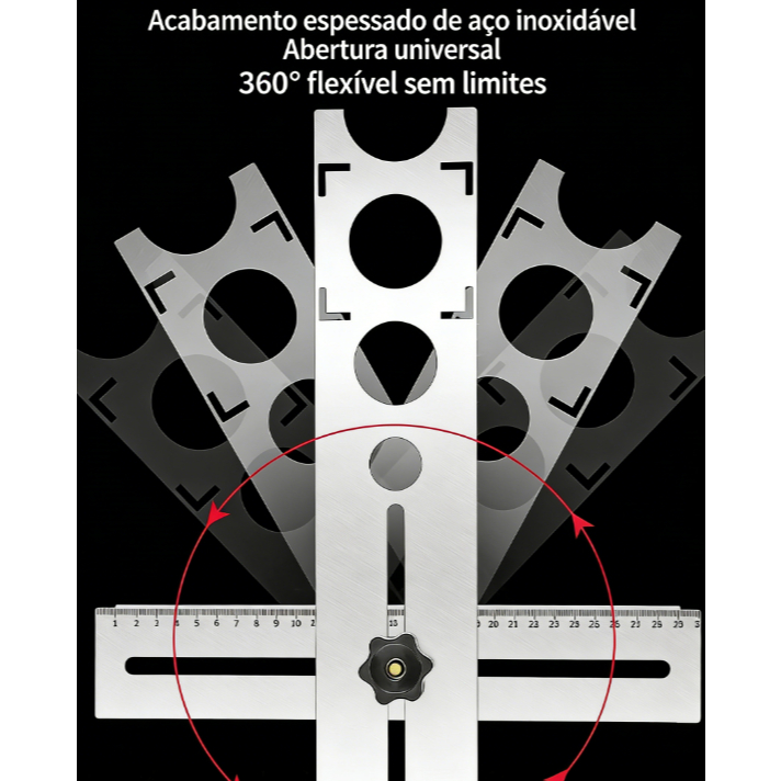 Régua Marcador de Furos para Azulejos, Pisos e Porcelanatos 40-60 cm – Precisão Profissional