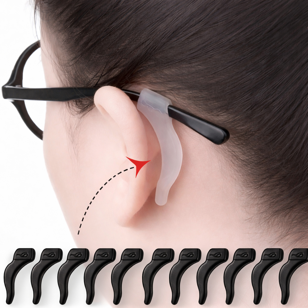 06 Suporte Trava Óculos Antiderrapante Silicone Kit Não Cai Do Rosto Gancho Orelha Haste Conforto em Oferta na Shopee