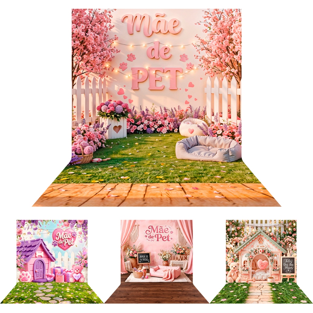 Fundo Fotográfico Pet Shop Dia das Mães Para Fotos Cenários 3d 1,2x1,7 Mt