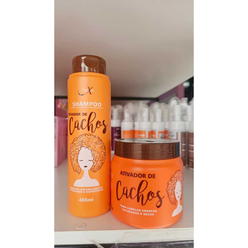 Kit de Shampoo e Máscara Ativador De Cachos 500g Naxos