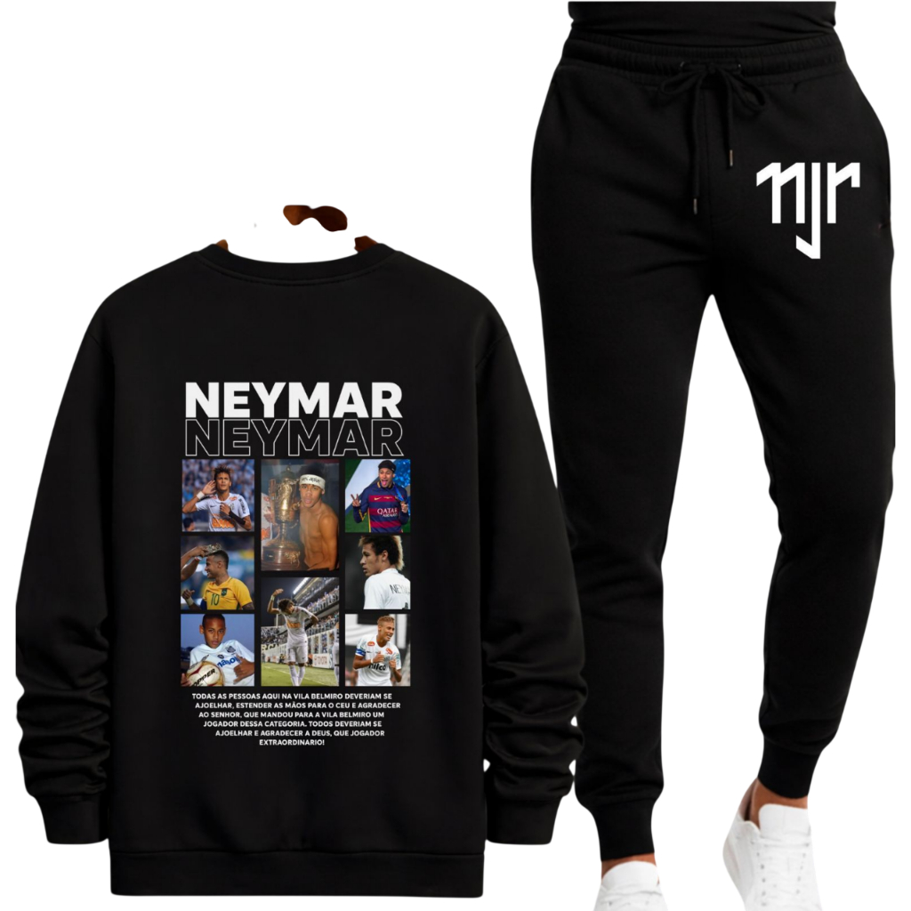 Conjunto Moletom Blusa Careca  Streetwear Neymar Jr Jogador Futebol Brasil Premium Unissex