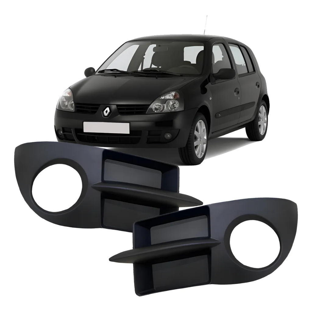 Par Grade Farol de Milha Clio 2006 a 2012 Preta Com Furo