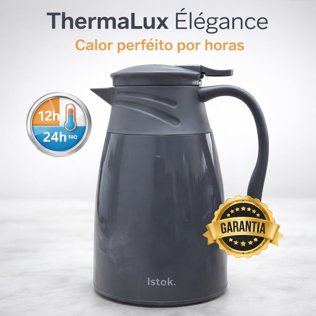 🔥 Garrafa Térmica 1L Inox ThermoLux Élégance Mantém Quente 12h Frio 24h Antivazamento Premium