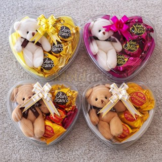 kit 8 Coração com 3 Bombom Chocolate + Ursinho Chaveiro Pronto Para Presentear Páscoa | Dia das mães em Oferta na Shopee