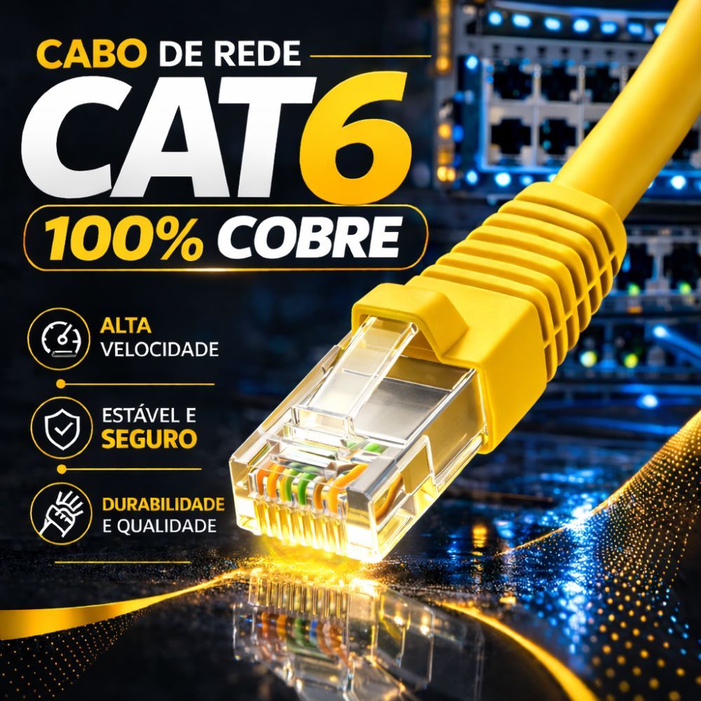 CABO DE REDE CAT6 AMARELO 100% COBRE UTP/CMX