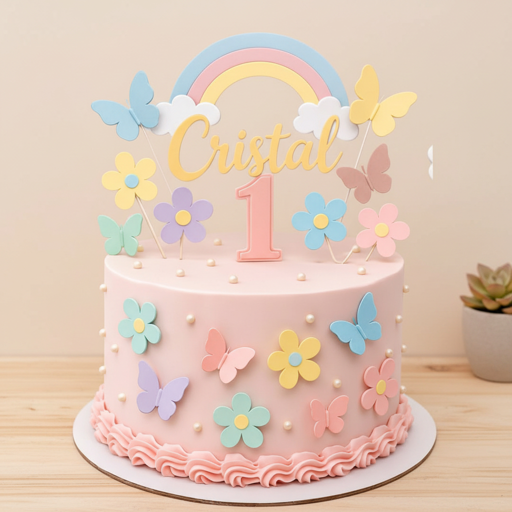 Topo de Bolo Jardim Borboletas Jardim Encantado - Topper de Bolo Personalizado Para Mêsversario Festa Aniversário em Oferta na Shopee