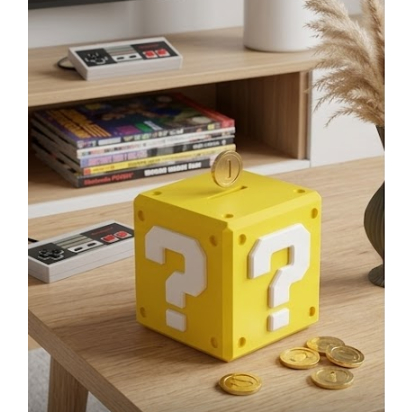Cofre Cofrinho Bloco Interrogação Mario Bros Grande Decorativo Gamer