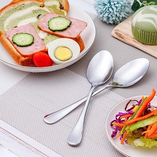 Kit 6 Colher De Jantar Aço Inoxidável Prata Polimento Tecnologia Casa Cozinha Utensílios …