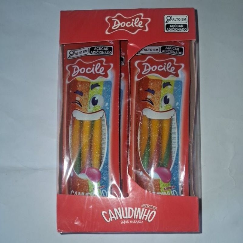 Canudinho morango azedinho com 12un,15g cada,docile.aniversario.