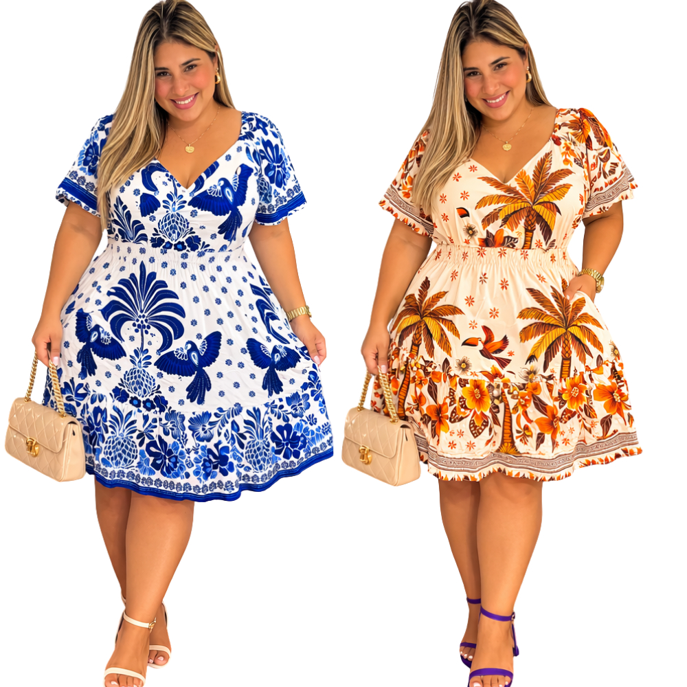Vestido Plus Size Verão 2026 | Floral Premium | Tallas  Ajuste Perfecto y Cómodo