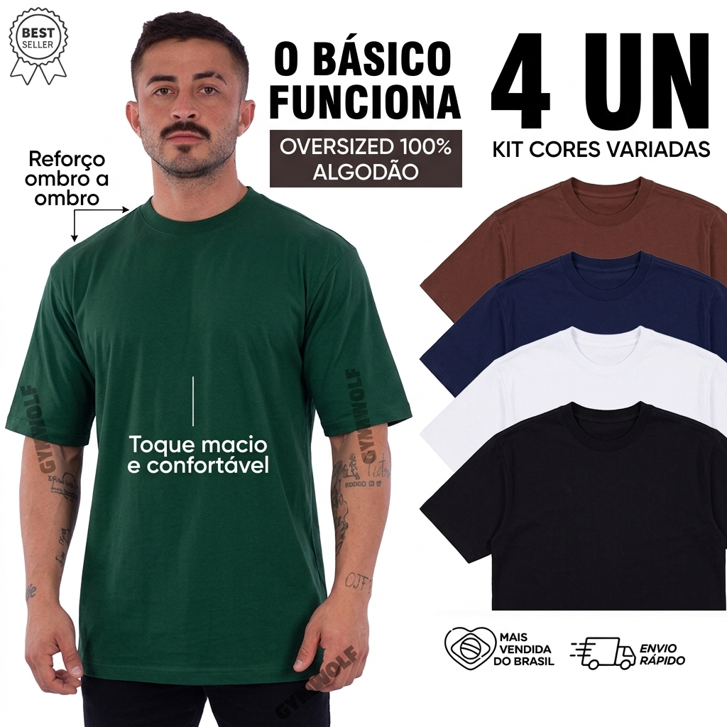 Camiseta Masculina Oversized Streetwear Gola Alta Super Confortável e Estilosa - Promoção !