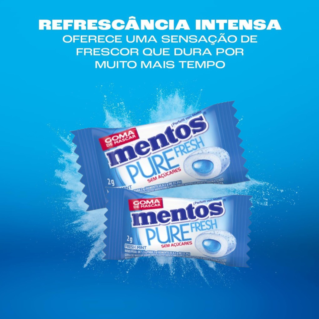Chiclete Mentos Monopeça Pure Fresh Mint Com 60 Unidades