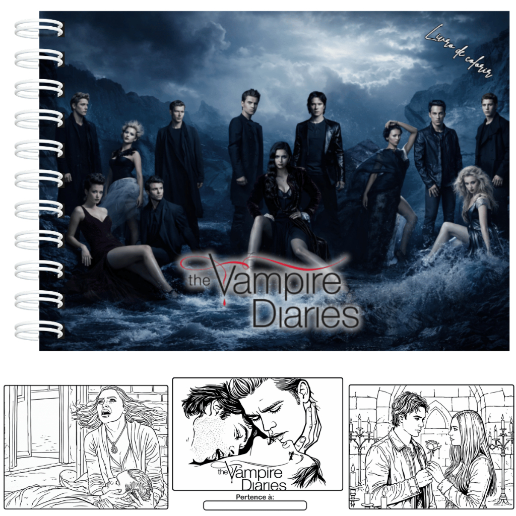 Livro de Colorir Diário de Um Vampiro Capa Dura 50 Folhas 180g + Acetato