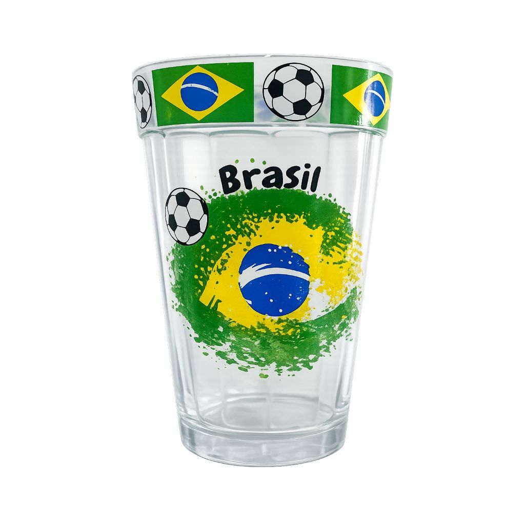 COPO COPA BRASIL FUTEBOL CERVEJA SUCO REFRIGERANTE KIT COM 4 ESTAMPAS EXCLUSIVAS 190 ML
