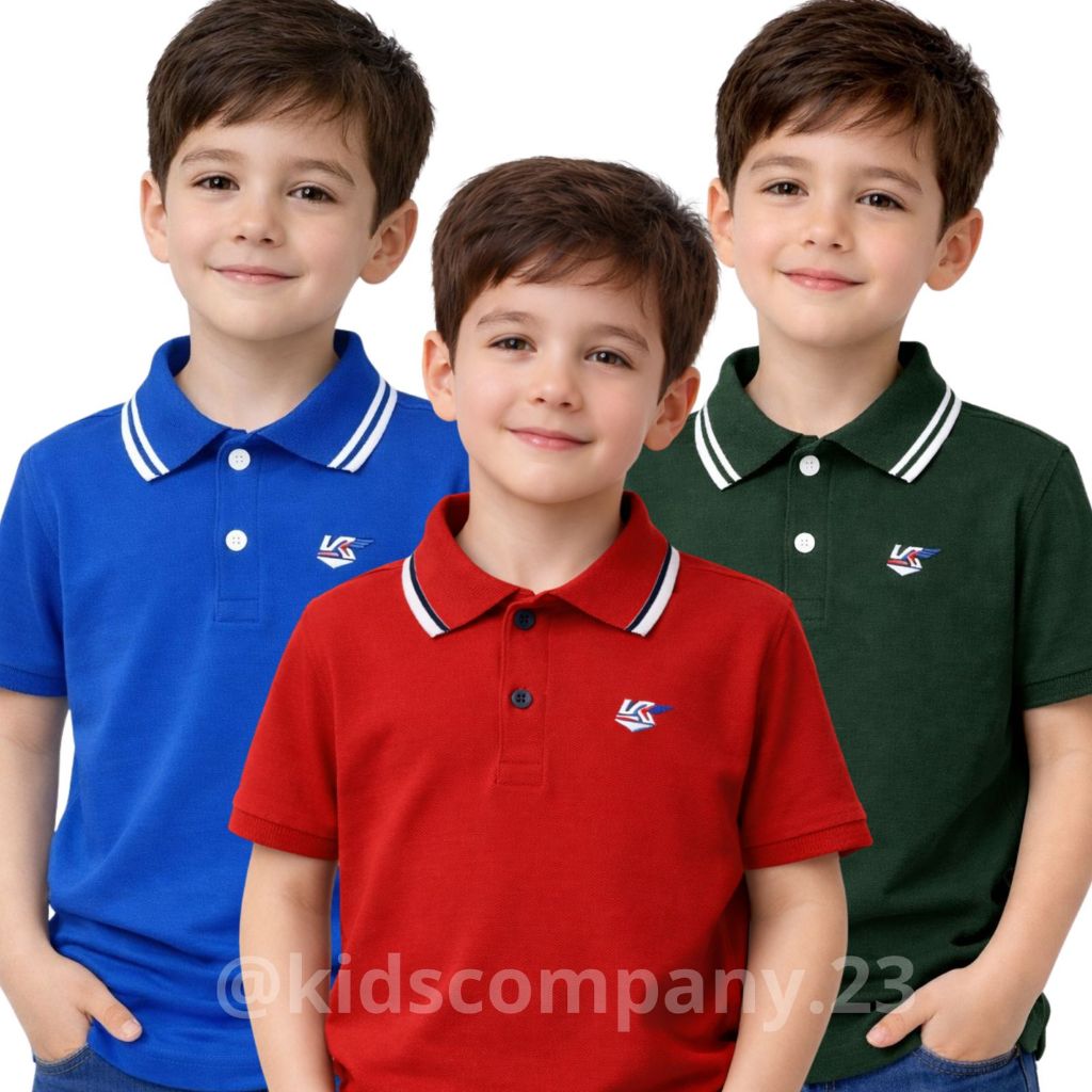 Kit 3 Camiseta Infantil Gola Polo Masculina 100% Algodão Para Menino