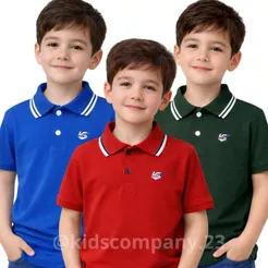 Kit 3 e Kit 2 Camiseta Infantil Gola Polo Masculina 100% Algodão Para Menino