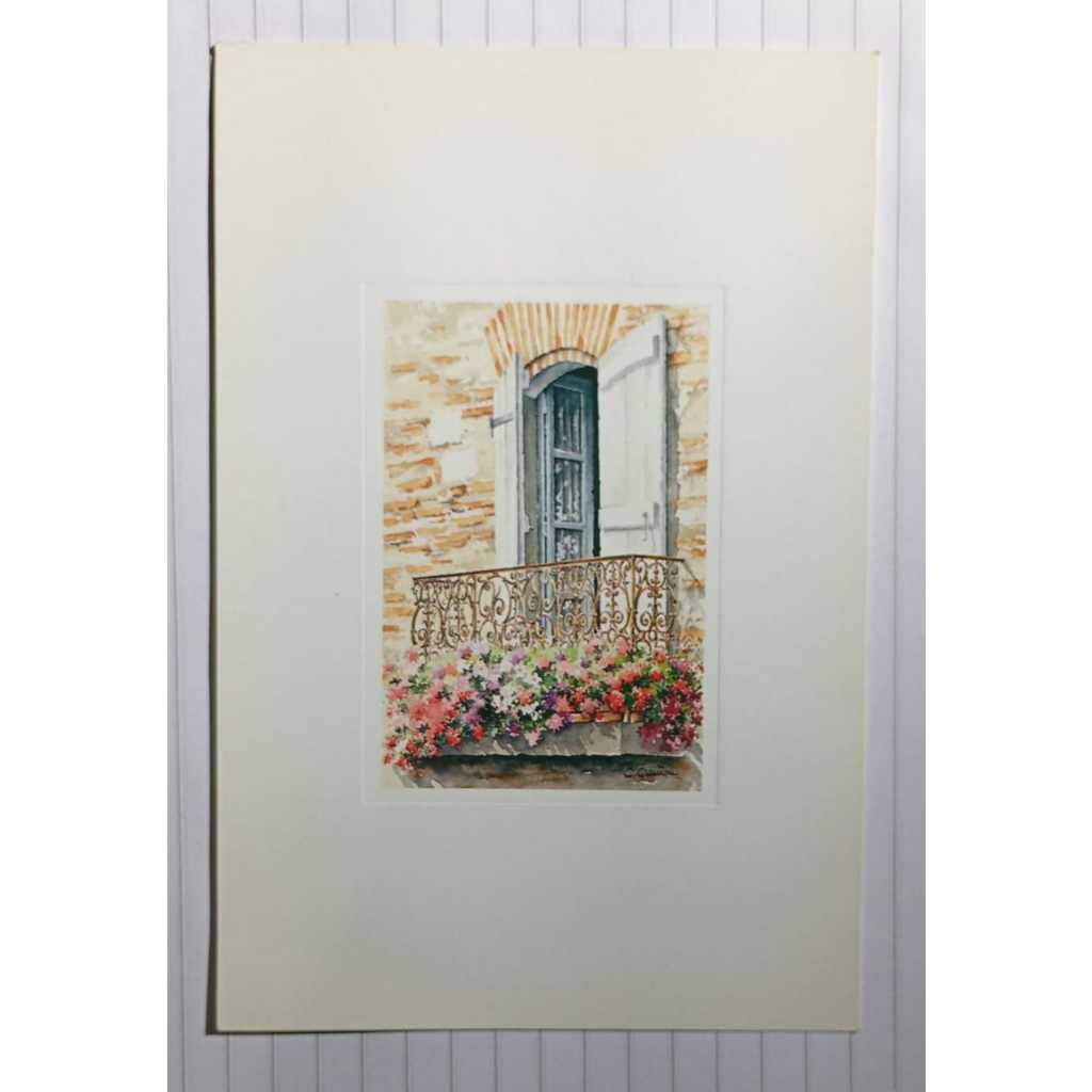 Cartão Postal Aquarela Varanda com Flores Christian Graniou Aquarpella