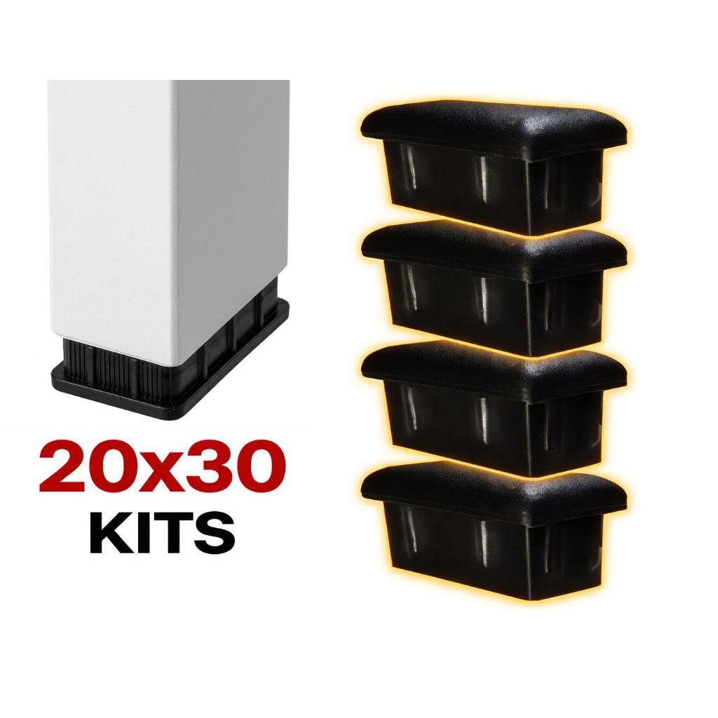 Kit Ponteira 20x30 Interna Metalon Preta Retangular Pezinho