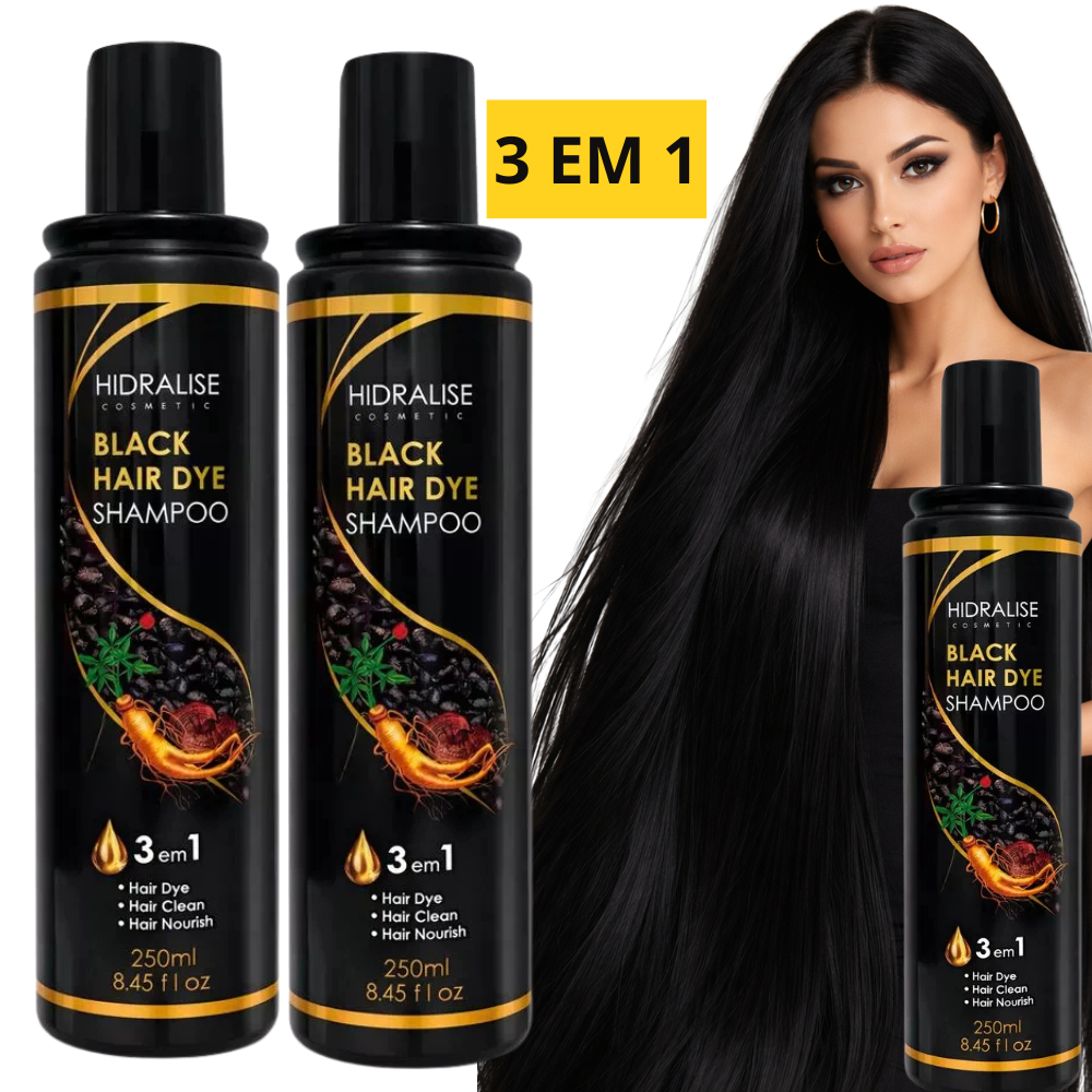 Shampoo Black Hair 250 ml Shampoo Escurecedor Dye Shampoo 3 em 1