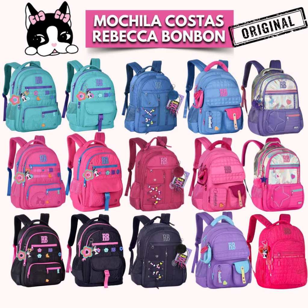 Mochila Rebecca Bonbon Original Costas Escolar Feminina Juvenil Grande com Chaveiro RB em Oferta na Shopee