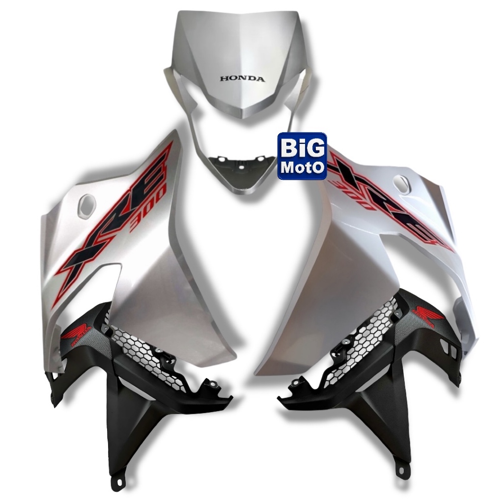 Mascara do Farol XRE 300 2020/2021 + Par de Aba do tanque XRE 300 2020/2021 Prata Force com Complemento em Oferta na Shopee