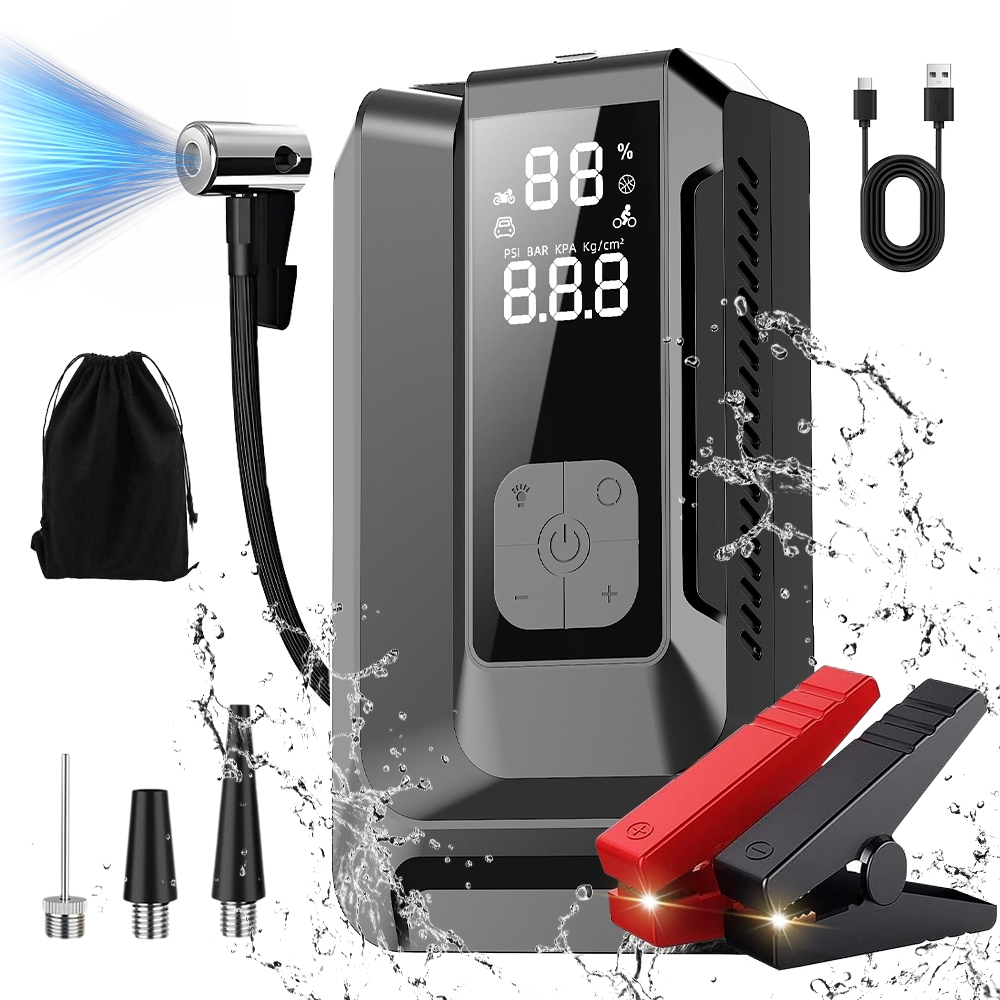 Auxiliar Partida Bateria Compressor Ar Portatil 26800 mAh,Para Automotiva Moto Automático 12V Com Power Bank em Oferta na Shopee
