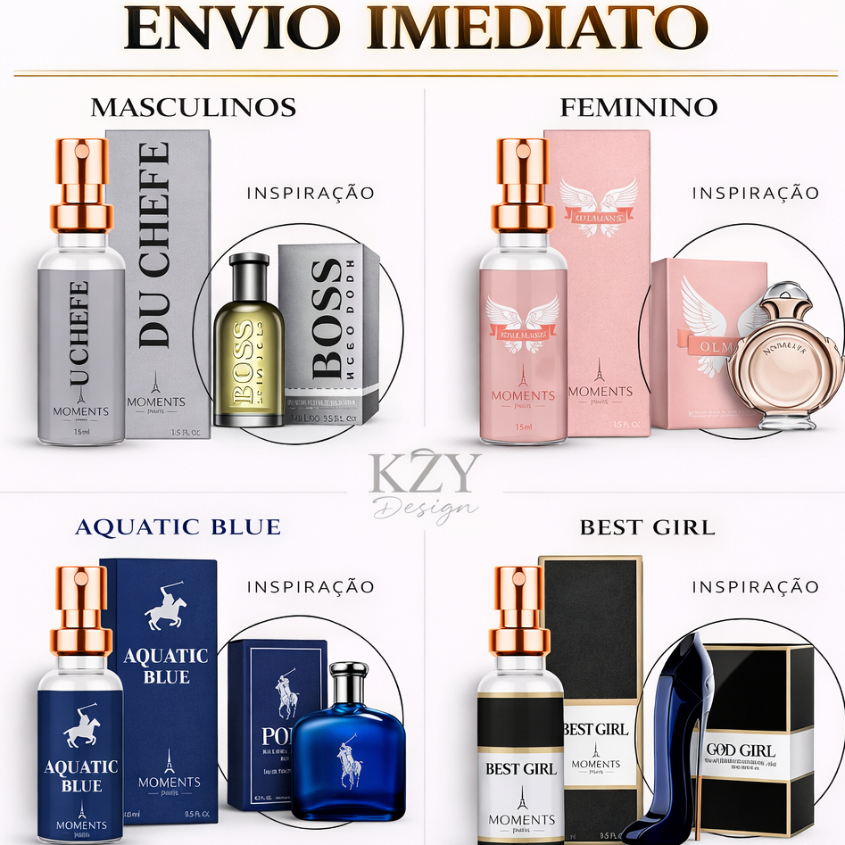 Perfume Contratipo Eau de Parfum EDP Feminino Masculino Unissex Importado15ml Moments Grife Luxo