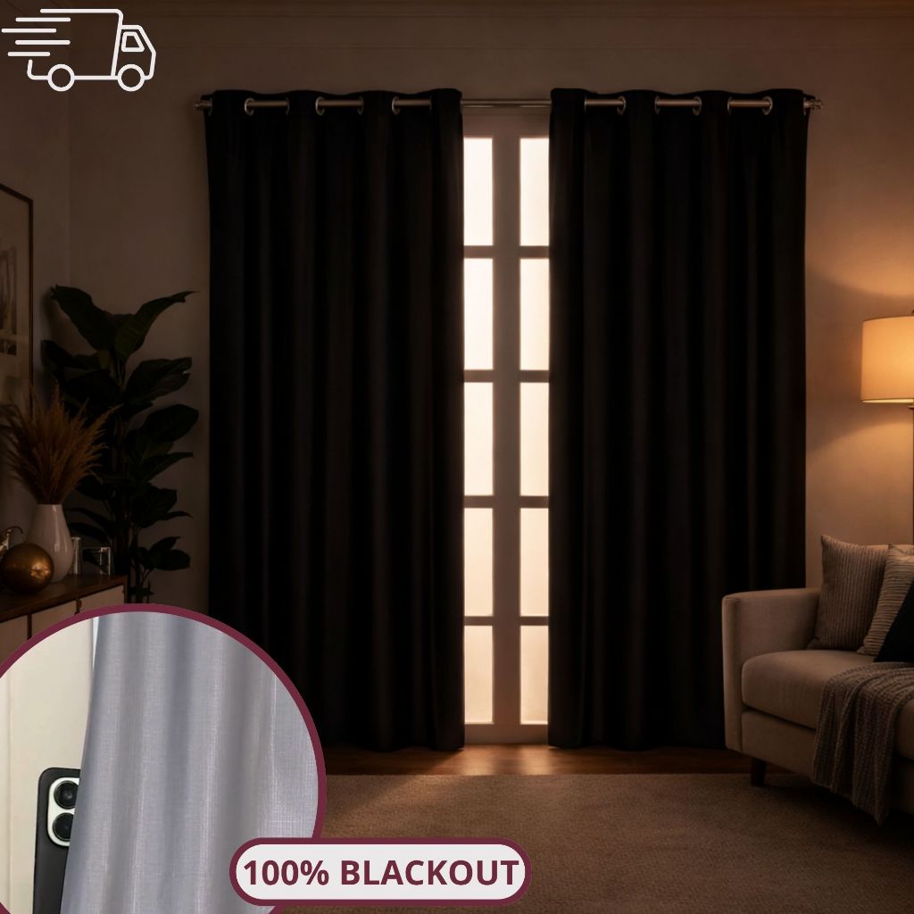 Cortina Blackout PVC 2,80 m x 1,60 m Cor Preto Black