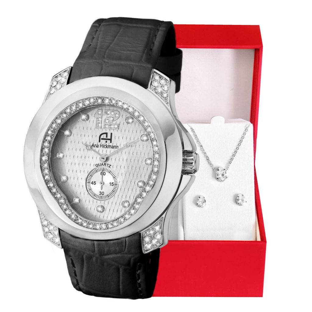 Relógio Feminino Ana Hickmann Analógico A Prova D'Água  Couro Original  KIt Colar e Brincos AH28286Q em Oferta na Shopee