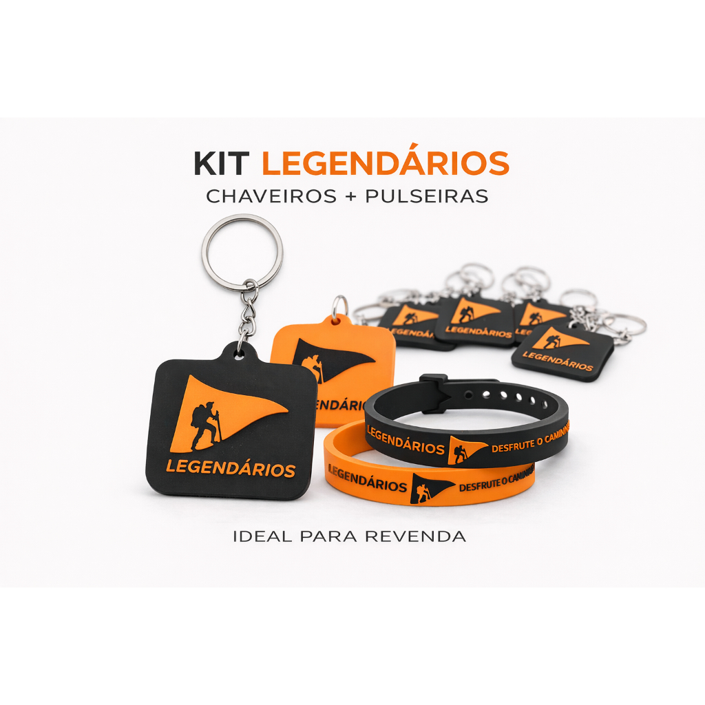 Kit Legendários  Pulseiras + Chaveiros Emborrachados Personalizados | Revenda Fácil | Atacado e Kits Prontos