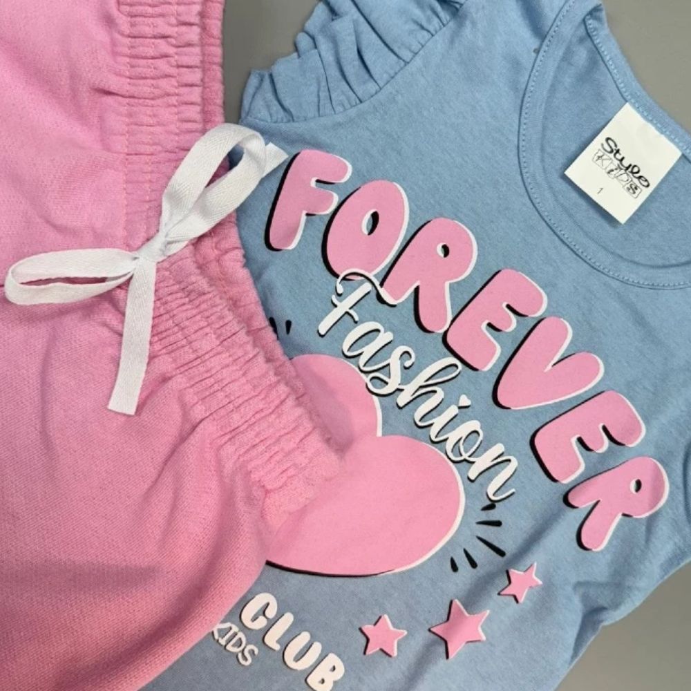 Kit 4 peças infantil Menina Roupa Verão Conjunto Sortido Estampado Camiseta e Shorts Algodão