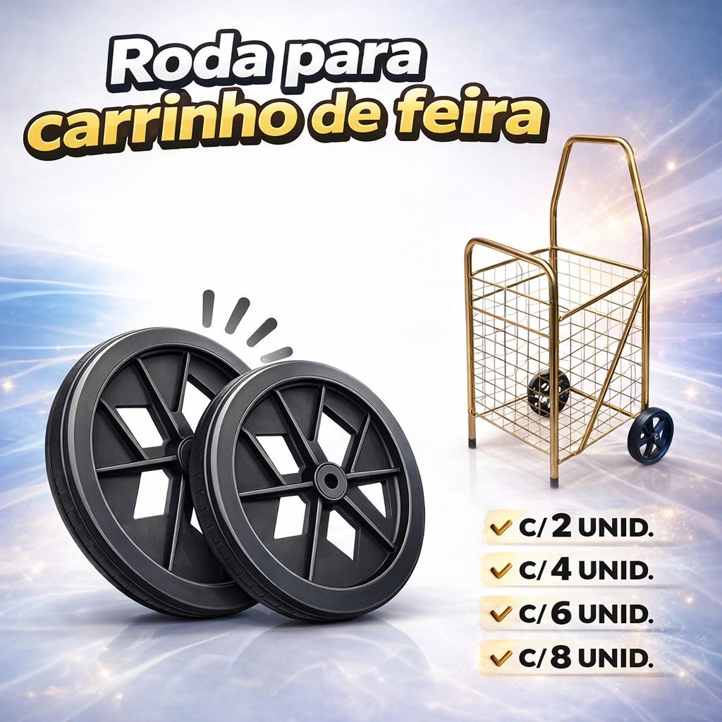 Roda para Carrinho de Feira Reforçada | Peça de Reposição | Alta Durabilidade em Oferta na Shopee