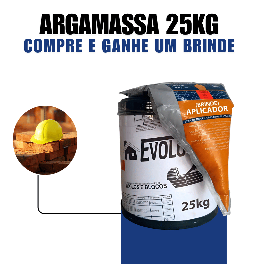 Argamassa Polimérica Evolumix 25kg Cimento Para Colar Bloco Concreto Tijolo Sem Areia e Sem Água