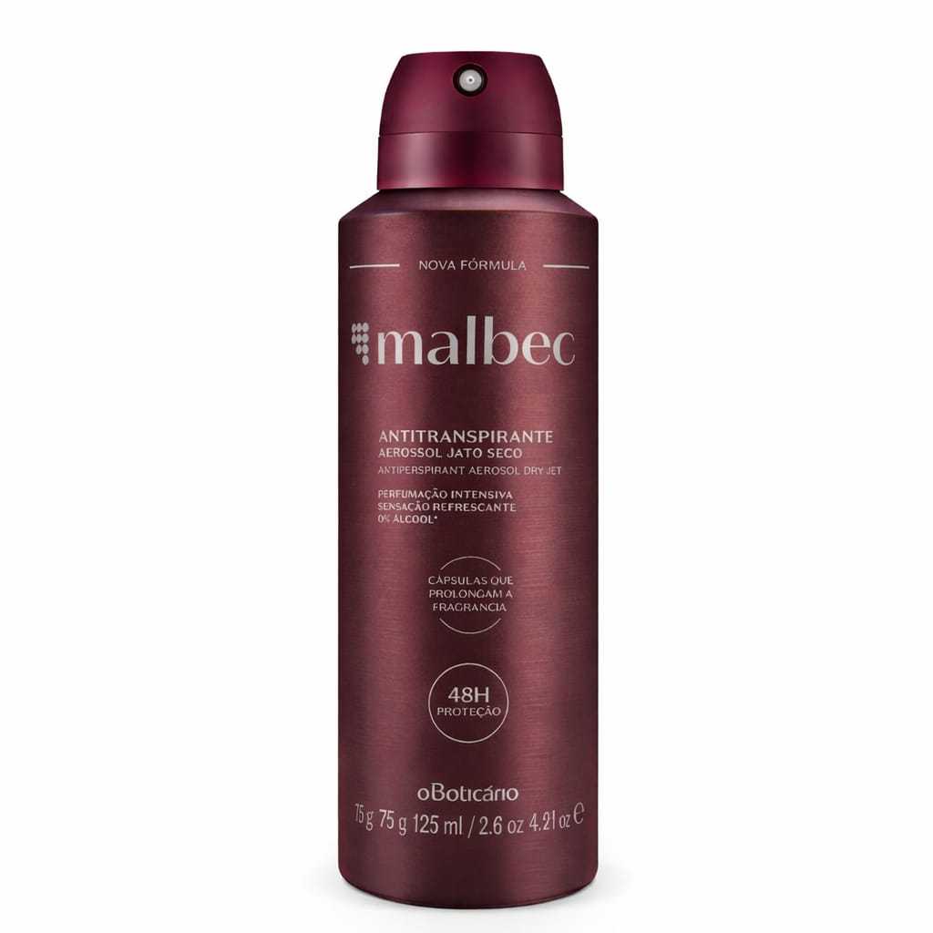 Desodorante Antitranspirante Aerosol o Boticário Lily/Malbec/Malbec Gold/Uomini125ml 48h Proteção o Boticario