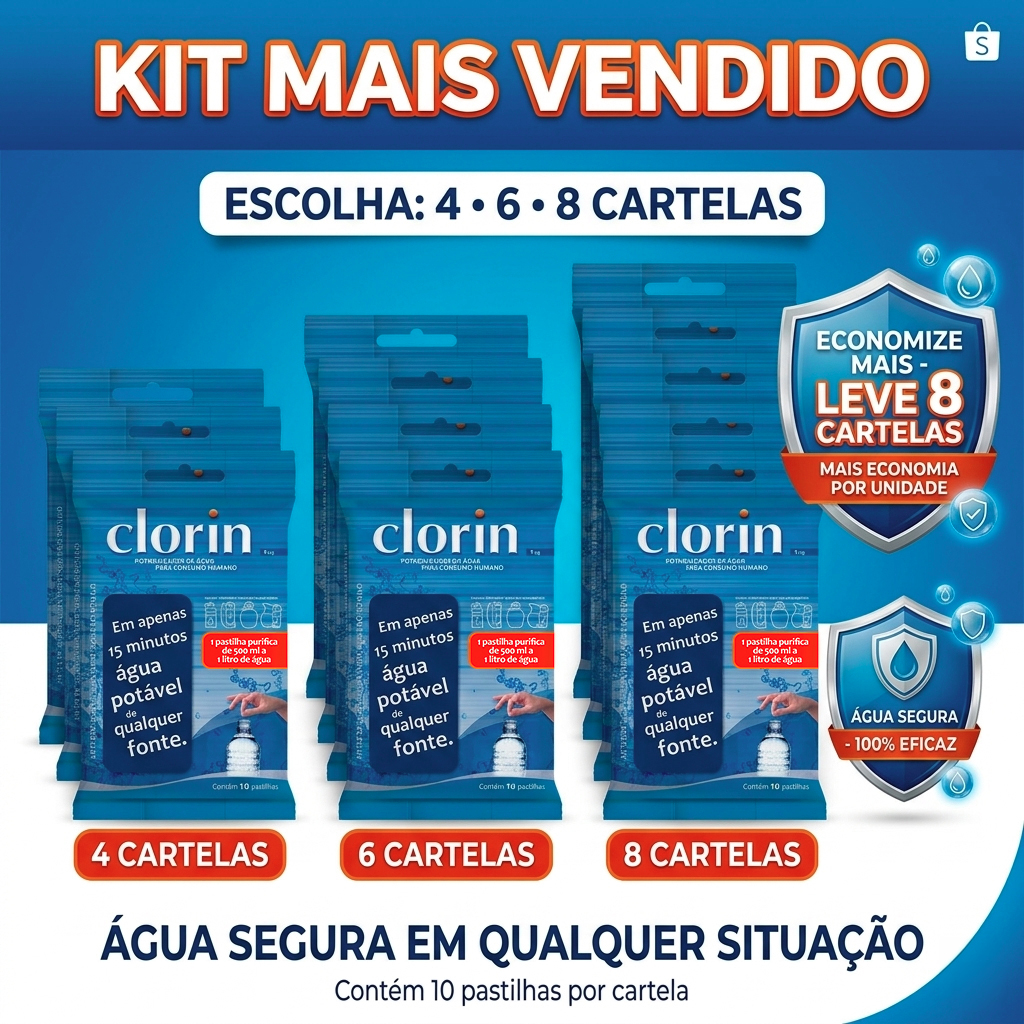 Pastilhas Clorin 1 - Purificador para Água Não Tratada | Cada Pastilha Trata 1 Litro em Oferta na Shopee