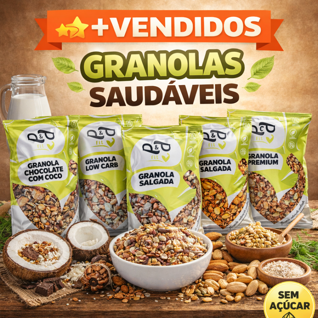Granola Gourmet P&P - Premium Chocolate Zero Açúcar Low Carb Frutas Vermelhas Salgada em Oferta na Shopee