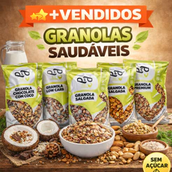 Granola Gourmet P&P - Premium Chocolate Zero Açúcar Low Carb Frutas Vermelhas Salgada