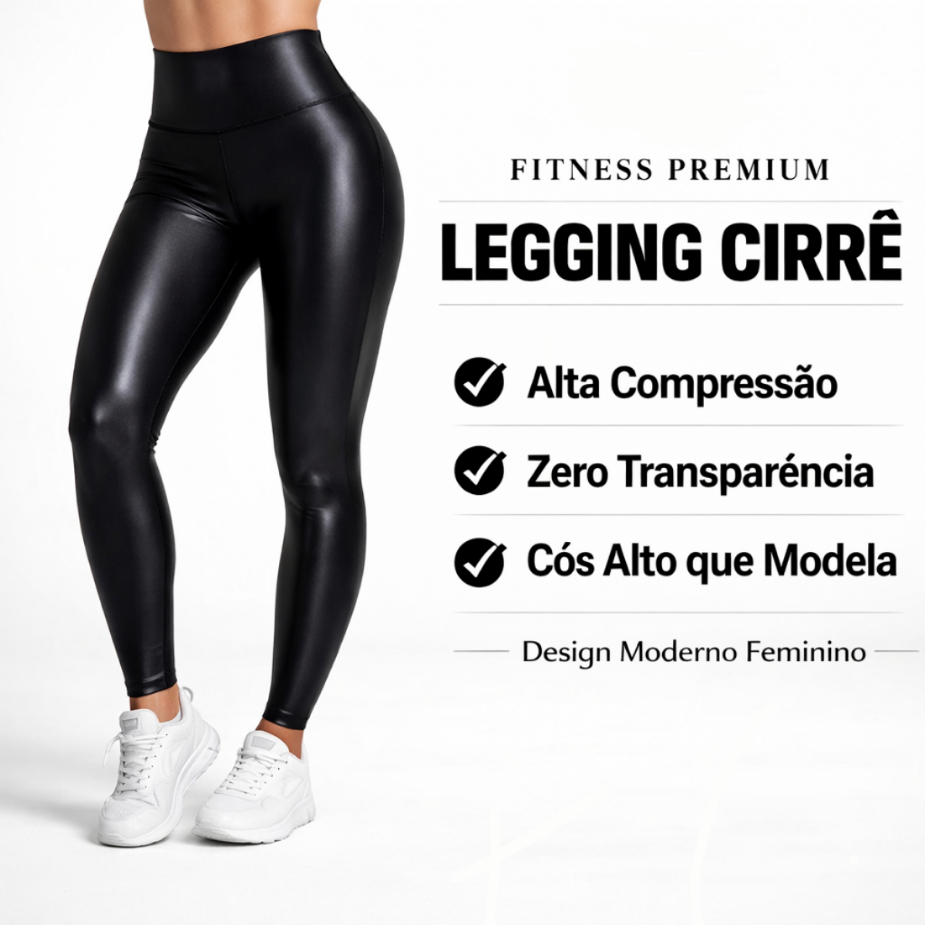 Legging Cirrê Feminina Cós Alto Não Transparente Alta Compressão Academia Casual P M G GG 34 ao 44