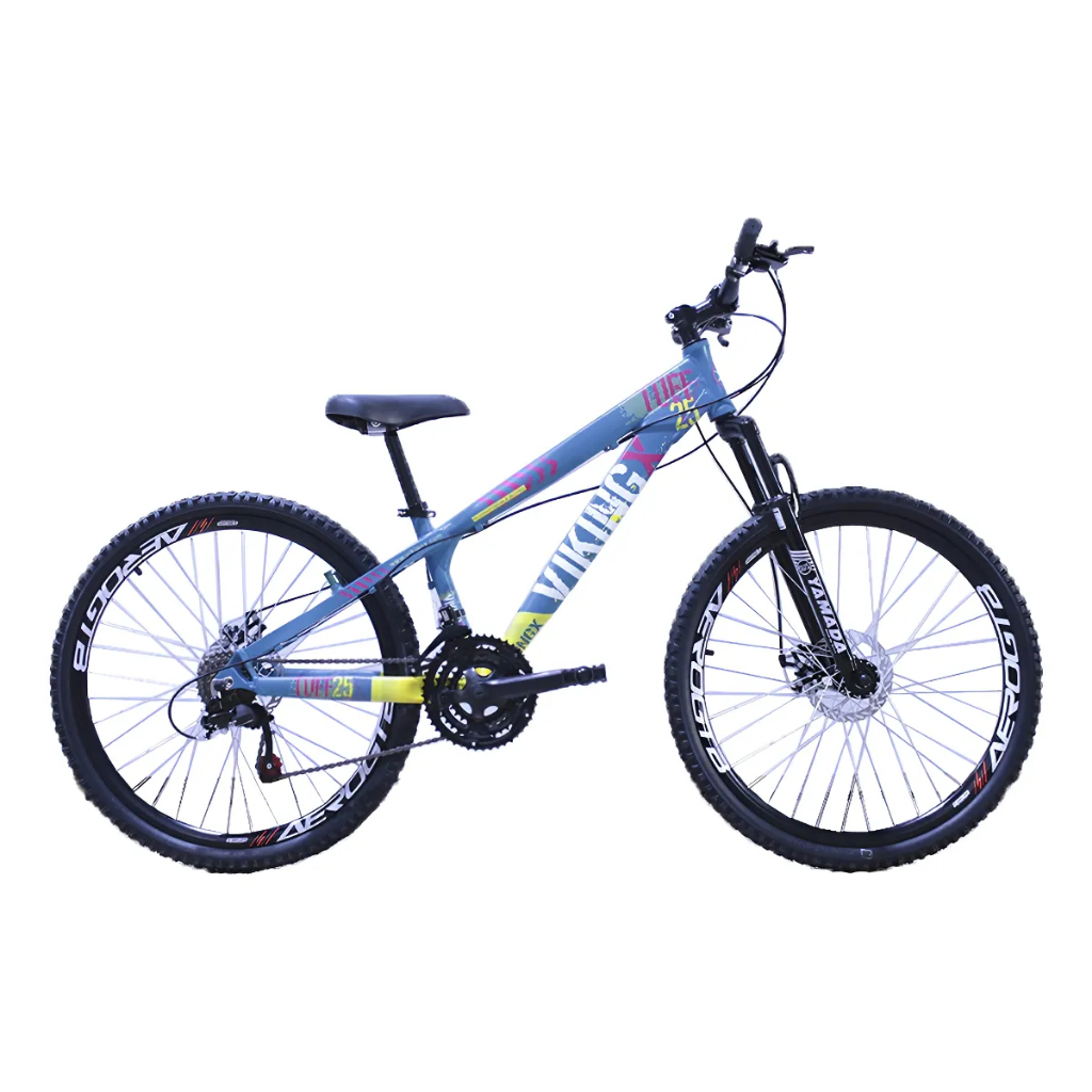 Bicicleta VikingX Tuff25 Aro GTB Freio a Disco 21V - Azul Amarelo