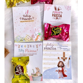 Páscoa Lembrancinha 30/50/100 Cards para colocar Bombom Cliente Agradecimento Mimo em Oferta na Shopee