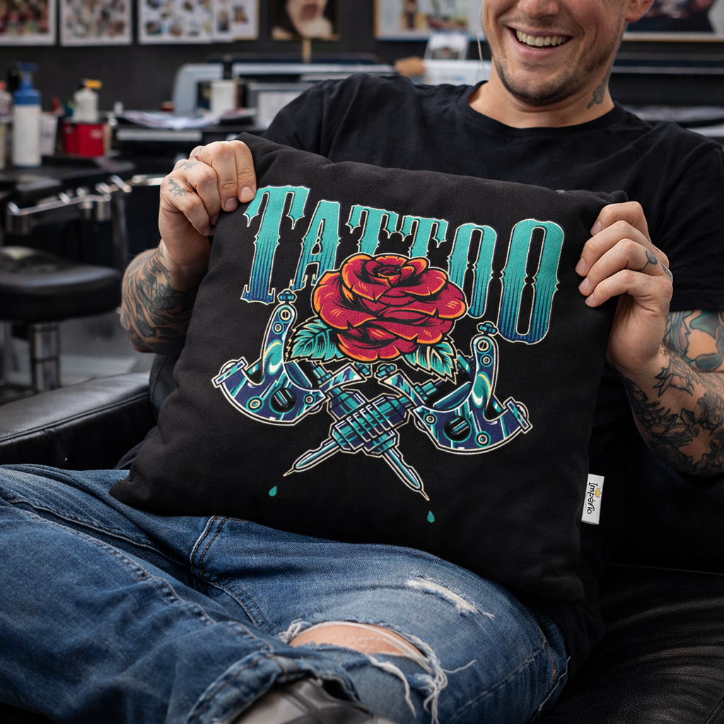 Almofada Decorativa Tattoo 40x40 Tatuagem Maquina De Tatuagem Diversos Modelos Com Enchimento em Oferta na Shopee