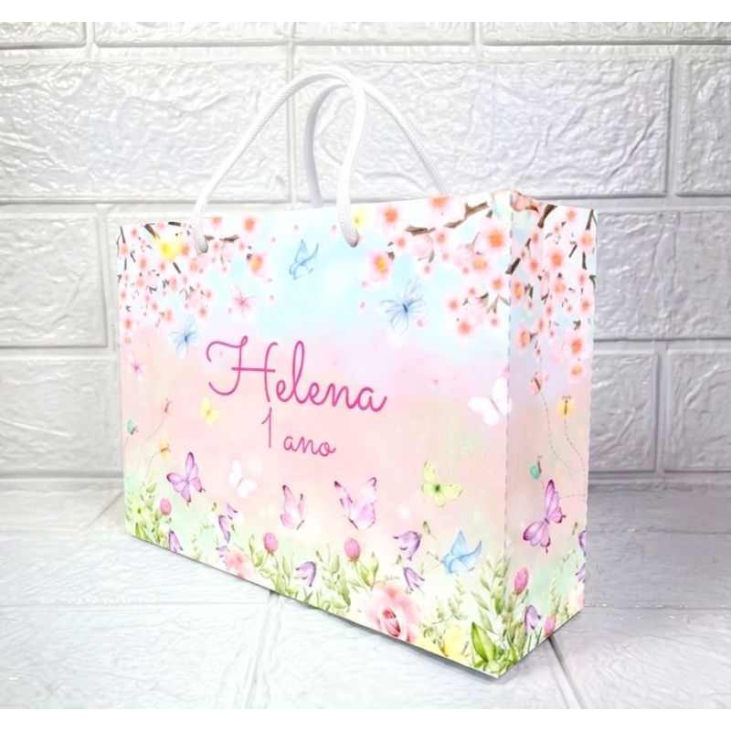 Sacolinhas Surpresa Personalizadas (G) JARDIM FLORAL BORBOLETAS Lembrancinha Festa Infantil Todos os Temas