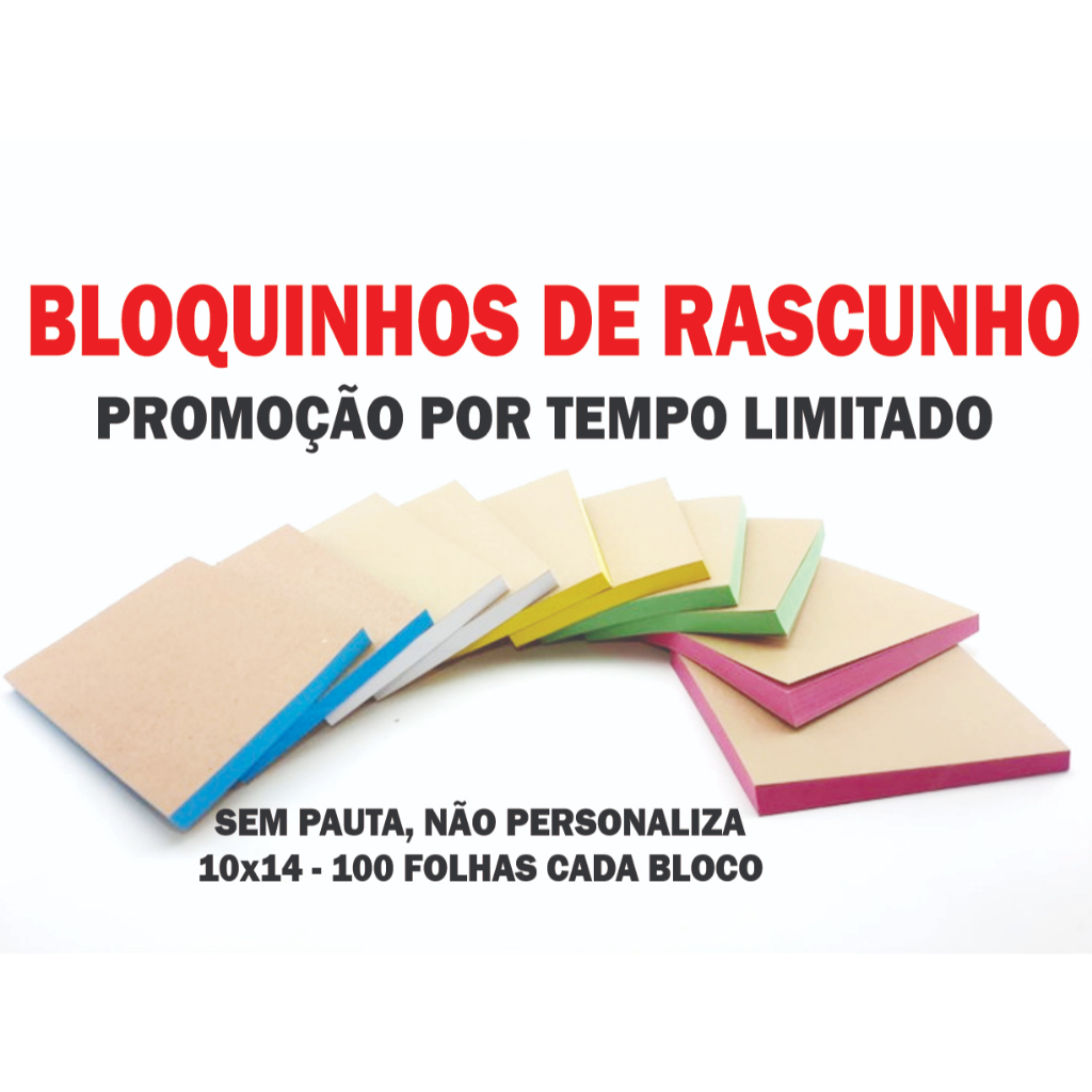 SUPER PROMOÇÃO Bloquinho de Rascunho 10x14 - 5 blocos com 100 folhas cada - sem impressão PROMOÇÃO