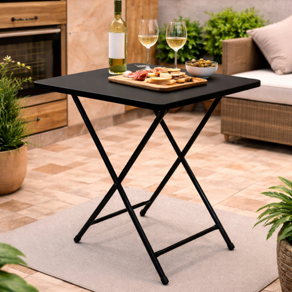 Mesa Dobrável Aço Inoxidável Inox de Bar Churrasco Churrasqueira Área Gourmet Casa Decoração Quadrada Multiuso Klicmix