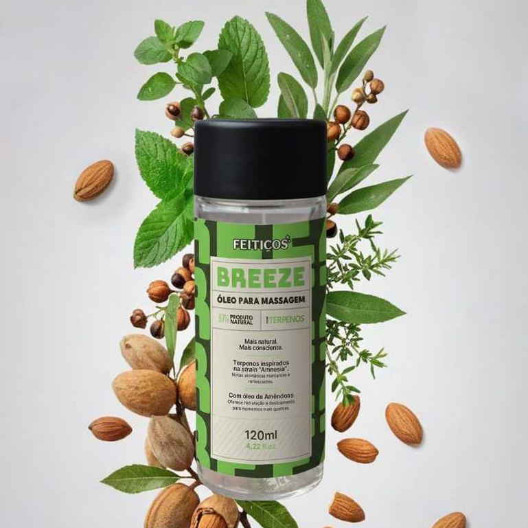 Óleo Corporal Breeze Para Massagem Beijável Terpenos 120Ml Feitiços